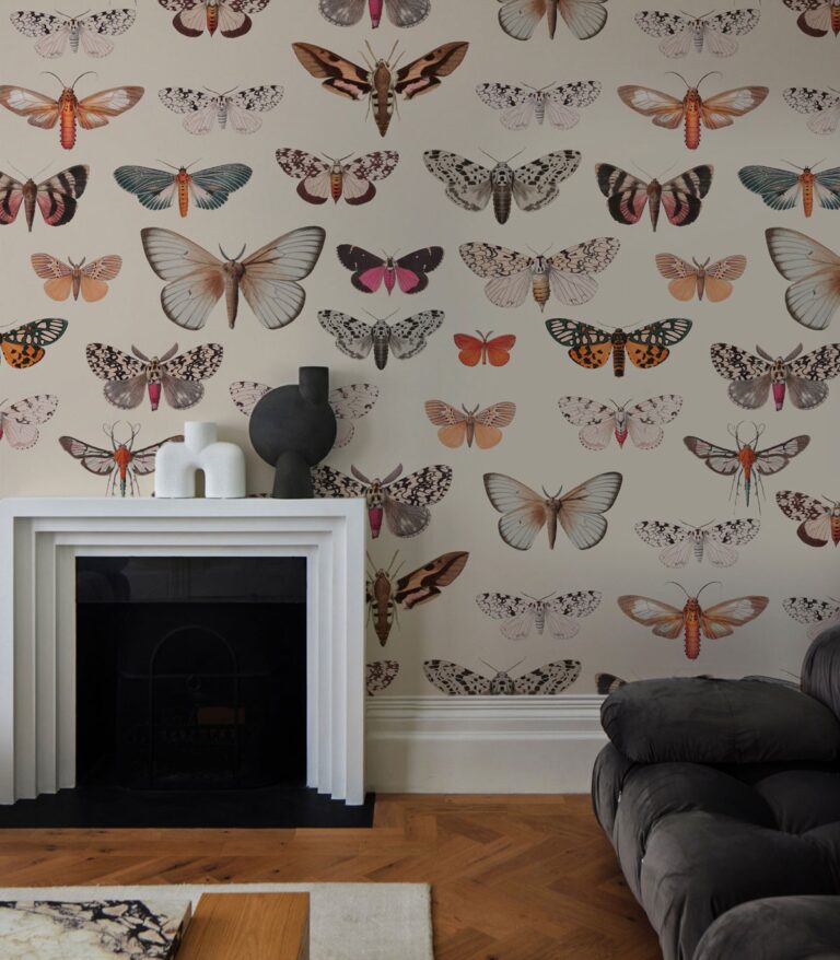 tapeta-colorful-butterfly-light-beige