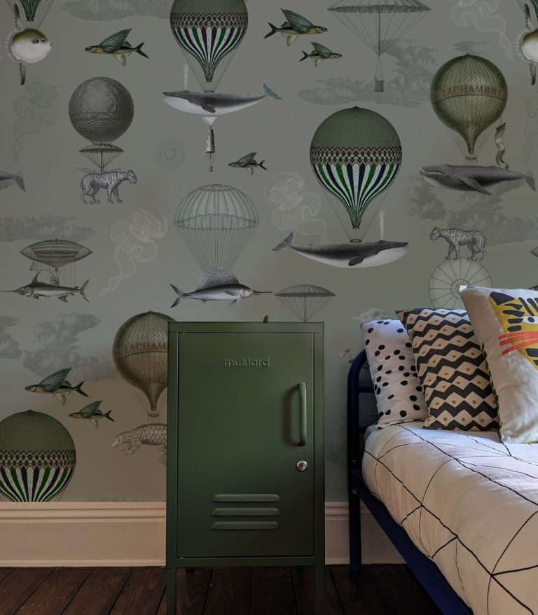 tapeta-vintage-balloons-green